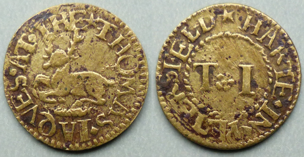 Petersfield, Thomas Jaques AT THE HARTE farthing N----
